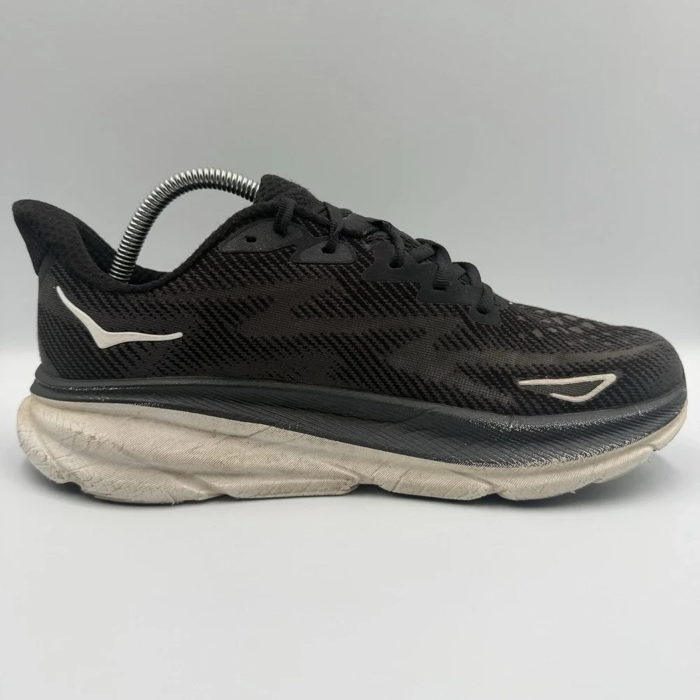 Hoka One One Clifton 9 Women's Size 9 D Wide Black White Running Shoes Sneakers - Picture 5 of 10